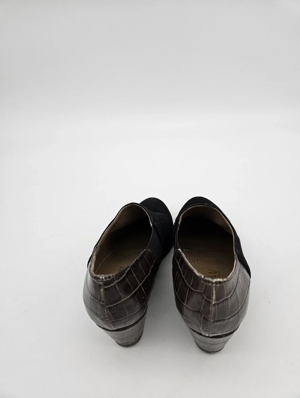 Anyi Lu Jessie  Suede Wedge Bootie Black Gray Women's Size 5